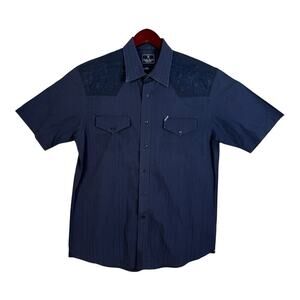 Marc Ecko Polo Shirt Men’s Large Navy Cut & Sew Short Sleeve Y2K Embroidered